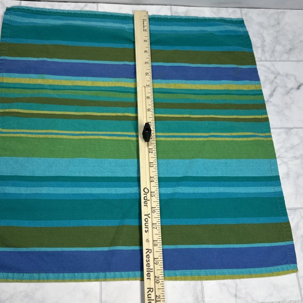 VTG Set of 4 Pier 1 Imports Dinner Napkins Teal Green Striped 20x19